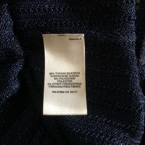 Sigrid Olsen Women’s Double V-neck Sequin Navy Blue Special Occasion Tank Med - Picture 9 of 11